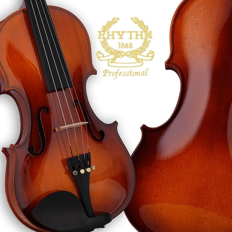 Rhythm Violin Set for Beginners,Acoustic Violins Starter Kit Package for Student,Beginners Fiddle with Hard Case, Rosin, Shoulder Rest, Bow, and Extra Strings (NATURAL, Full) - Image 4